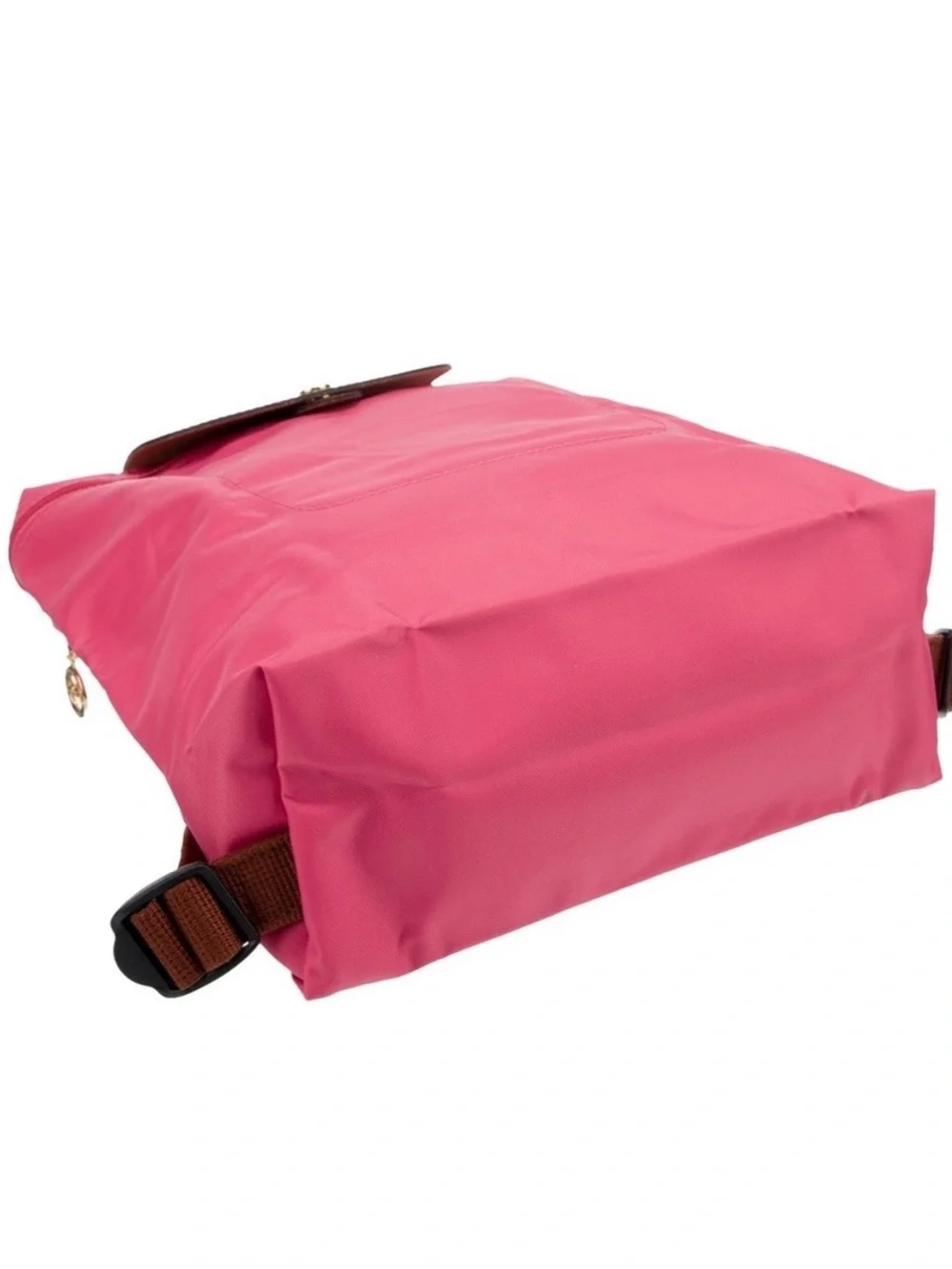 LONGCHAMP Le Pliage Small Backpack, pink gold hardware, embroidered initials